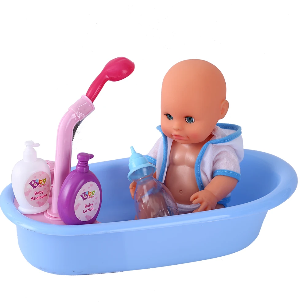 Children's Simulation Play Suit Baby Shower Bath Toys Bathroom Mini Doll Drink Water Baby Doll Play House Set For Children