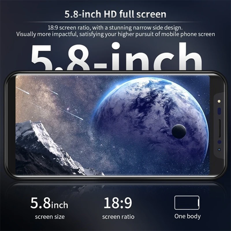 Красивый смартфон XS Тип D 5," дюймовый HD полный экран мобильный телефон Лицо ID Смартфон Датчик гравитации сотовый телефон 3,5 мм эрафон