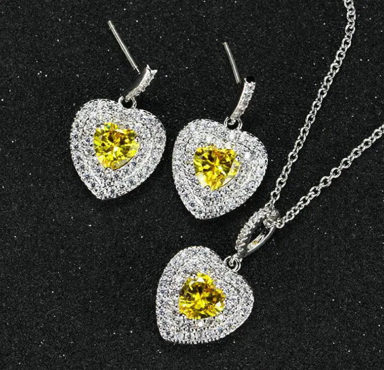 SINZRY new Clear white cut Cubic zircon micro setting heart shape pendant necklace earrings jewelry sets | Украшения и аксессуары
