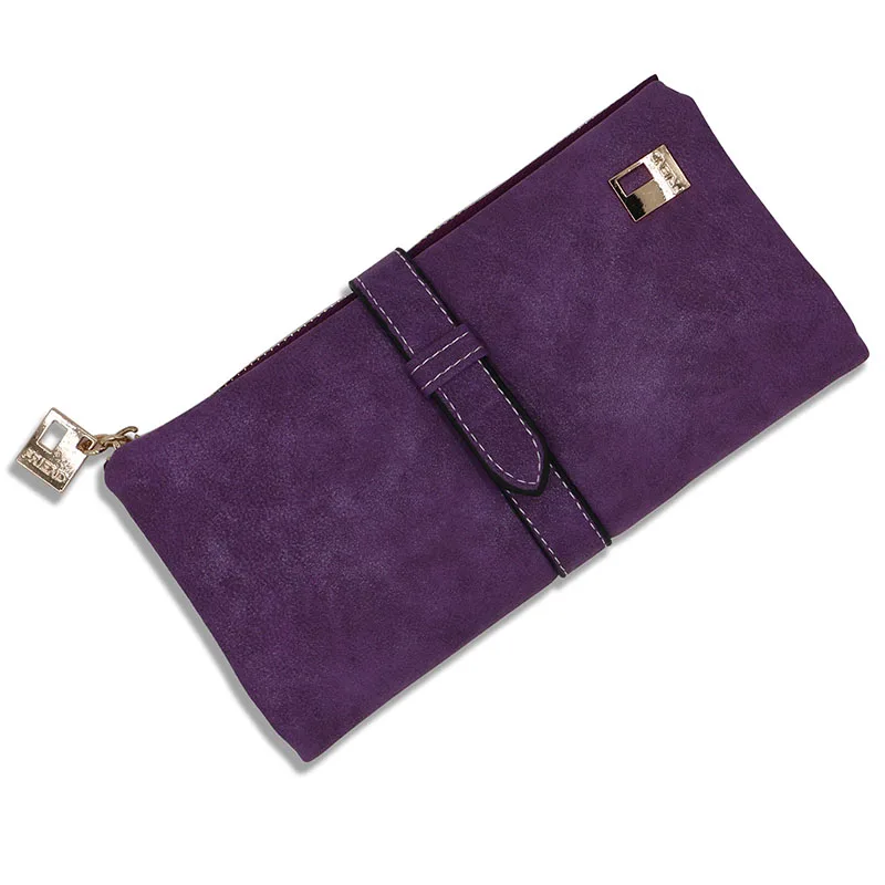 Purple Роскошный фиолетовый длинный женский кошелек из искусственной кожи с завязками, модный дизайнерский кошелек, высокое качество, женский подарок, сумочка для денег - Цвет: Purple