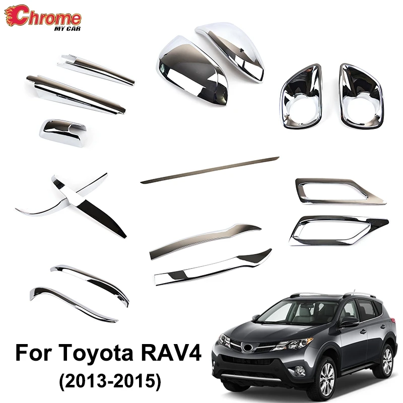 

For Toyota RAV4 2013 2014 2015 Chrome Front Rear Fog Light Side Door Mirror Cover Trim Strip Decoration Accessories Car Styling