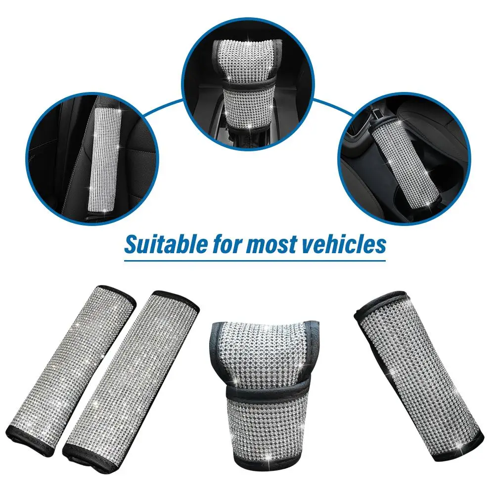 

Auto Shift Gear Cover Handbrake Cover Shoulderpad Luster Crystal Car Knob Gear Stick Protector Rhinestone Car Decor Accessories