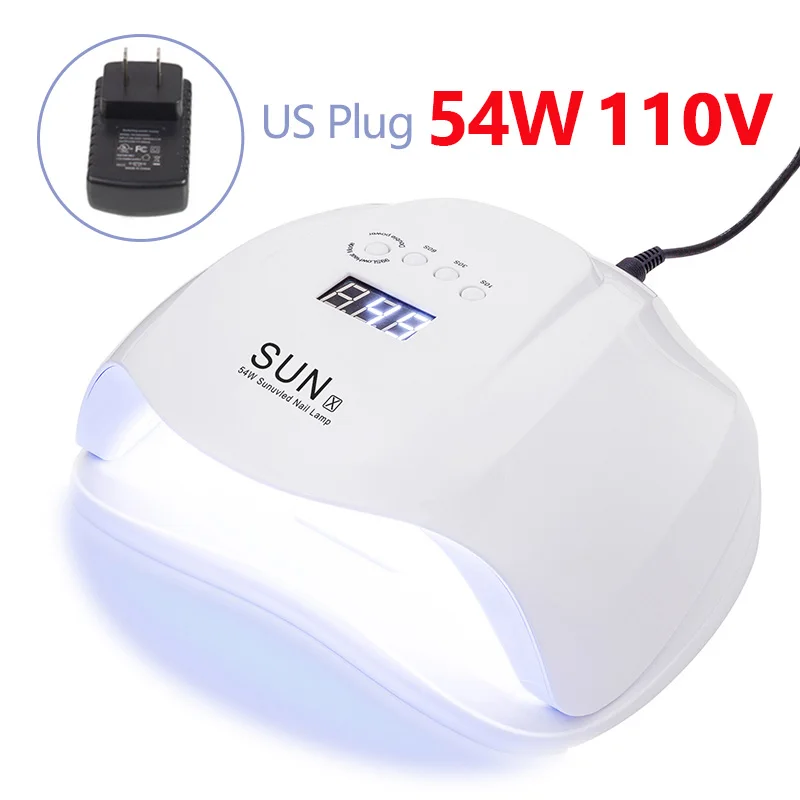 DCOVOR SUN X 54 Вт Сушилка для ногтей УФ-светодиодный светильник с ЖК-дисплеем 36 светодиодный s сушилка лампа для отверждения гель-лака автоматическое распознавание ногтей Маникюрный Инструмент - Цвет: 54W US PLUG