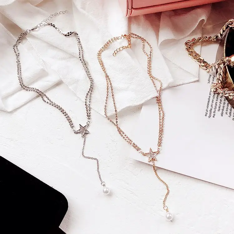 2019 г. Лидер продаж Кристалл Rhinestone колье звезда ключицы цепи Цепочки и ожерелья