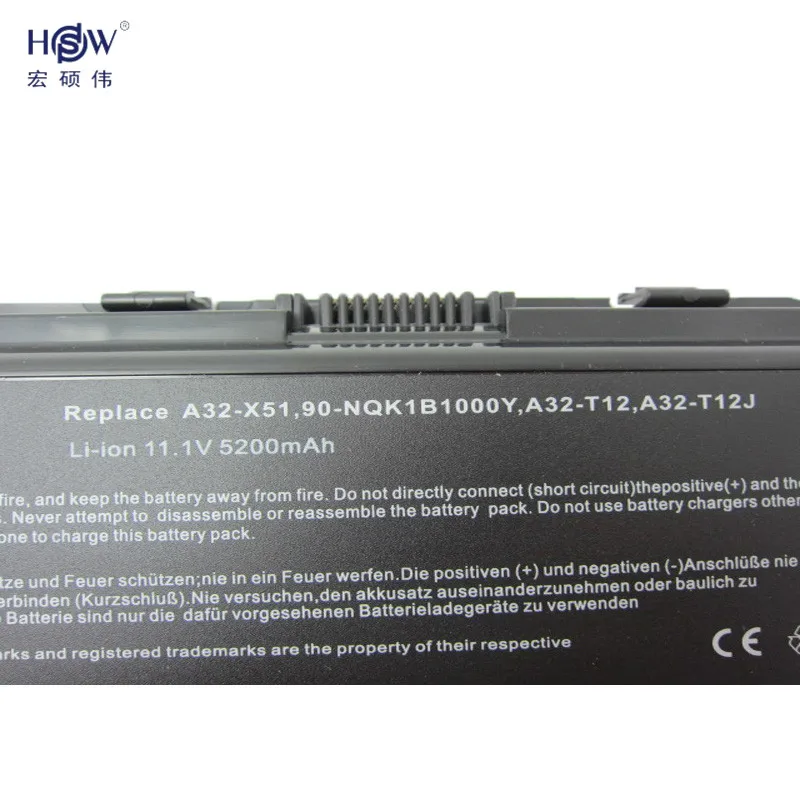 HSW 6 cell Аккумулятор для ноутбука Asus T12C T12Er T12Fg T12Jg T12Ug X51H X51L X51R X51RL X58 X58C X58L X58Le a31 T12 A32