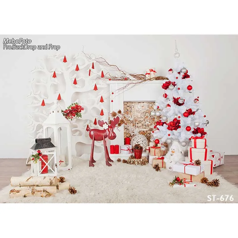 

Christmas Background Vinyl Photography Backdrops Computer Printed Christmas tree and Gift box for Photo Studio ST-676