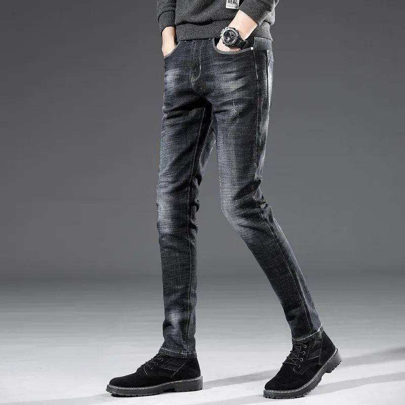 2019 новые модные трендовые мужские обтягивающие джинсы Брендовые Дизайнерские