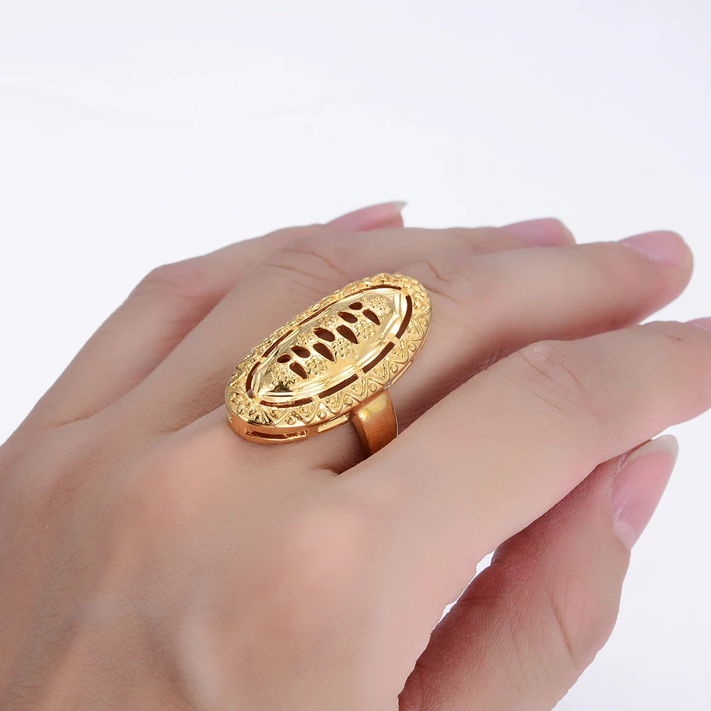 

Wando Ethiopian wedding ring Gold Color ring for Arab/African/Middle East Item women girls gift Classic Wedding Ring R55