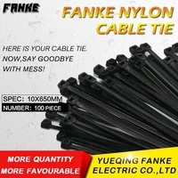 100pcspack 10650mm high quality width9 0mm black color national standard self locking plastic nylon cable zip tiewire zip tie