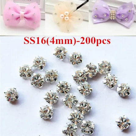SS16 (4 мм) 200 шт посеребренные прозрачные стразы для шитья DIY ремесло Стразы Швейные