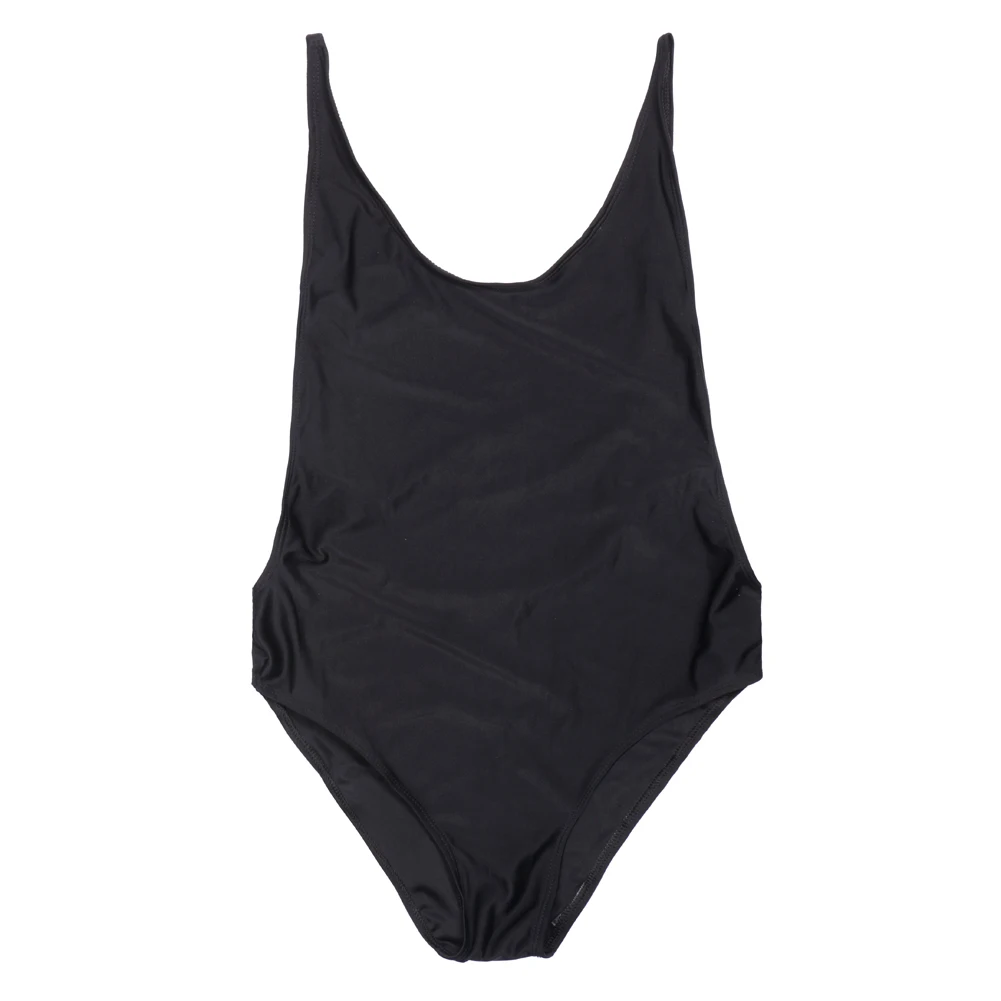 Сексуальный женский цельный купальник бикини с высоким вырезом однотонные