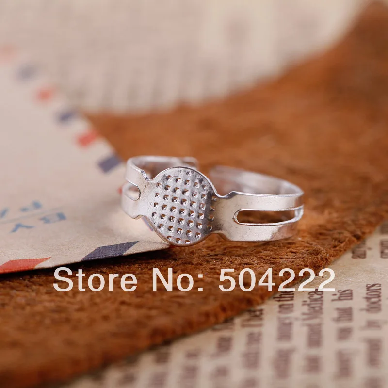 400 шт. смешанные цвета серебро родий золото бронза регулируемое пустое кольцо с 8