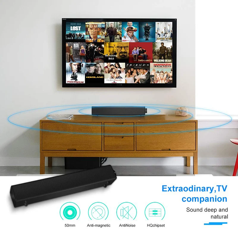 Bluetooth Саундбар беспроводной и проводной объемный стерео динамик HD аудио, портативный домашний кинотеатр тв динамик Встроенный сабвуфер