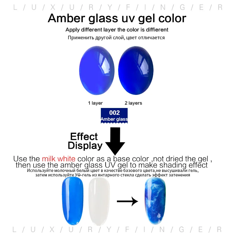 amber color 02 Роскошный палец 1 шт. прозрачное Янтарное стекло УФ гель лак для ногтей DIY Arylic дизайн для дизайна ногтей эффект затенения - Цвет: amber color 02