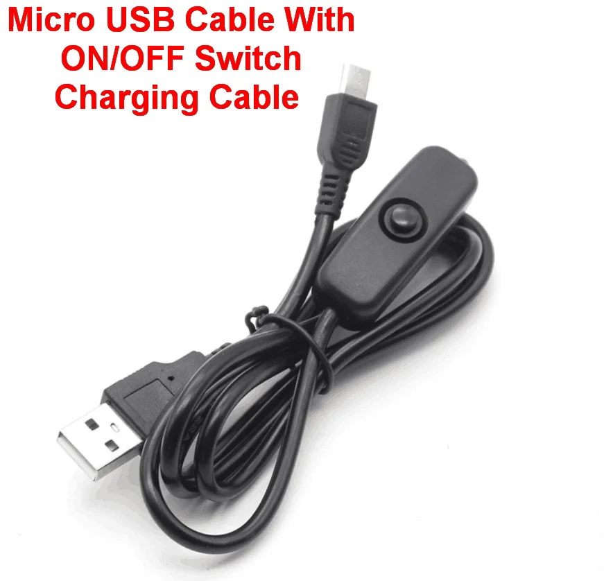 1 шт. м Micro USB кабель с переключателем включения/выключения зарядный для PI Raspberry Pi 2/3