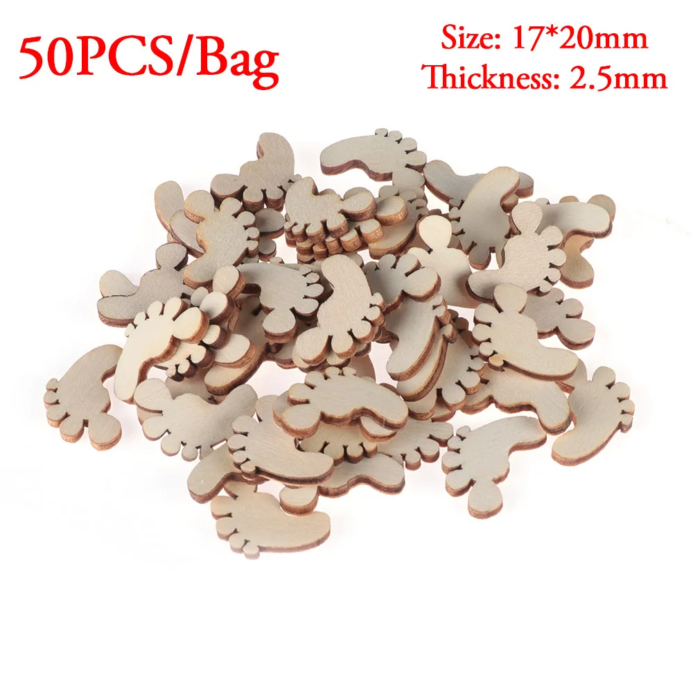 Foot 20x17mm Новые 50 шт выдолбленные звезды в форме стрелы деревянные поделки для искусства украшения для скрапбукинга свадебные DIY Деревянные ломтики украшение дома - Цвет: Foot 20x17mm