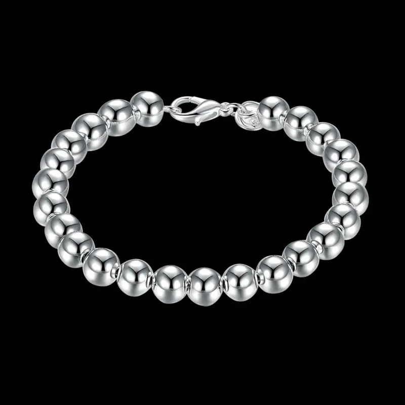 Браслет цепочка с бусинами серебро 925 пробы 8 мм|bracelets for|buddha bead braceletbeads bracelets for women |
