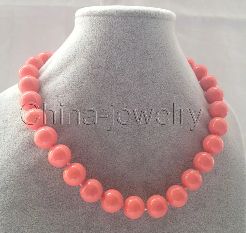 Жемчужное ожерелье в виде раковины из розового кораллового цвета 18 дюймов 12 мм |
