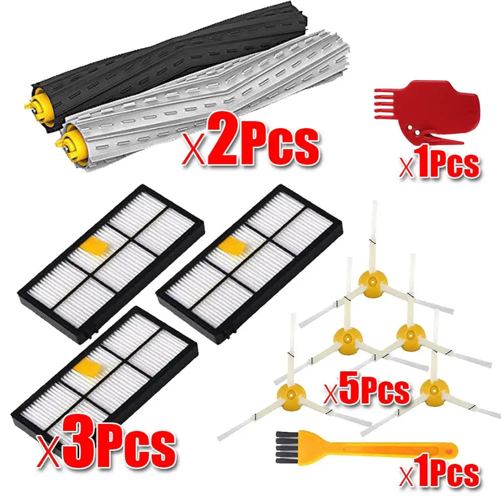 12Pcs 3 компл. Кисточки+ 1 шт. Пластик Bump Газа комплект для IROBOT Roomba 800 серии 900 870 880 980 Пылесосы для автомобиля робот Запчасти без Фильтр HEPA - Цвет: 12Pcs
