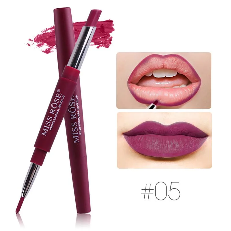 Brand Lip Matte Makeup for Women Long Lasting Pigment Red Nude Liner Double Ended with Miss Rose Lipstick |