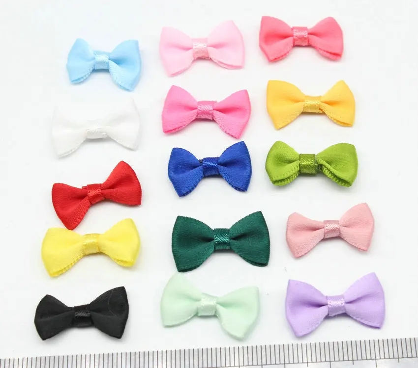 

300pcs Mini Fabric Ribbon Bow Tie/Tiny Satin Bows 20mmx12mm/Mix Hair Accessory Jewellery Making Wedding Favor Embellishment