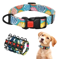 fashion nylon dog collar with safety buckle soft printed pet collar adjustable for chihuahua pitbull small medium large dogs