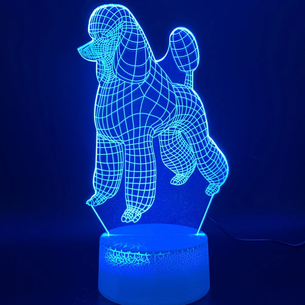 Светодиодный 3d-ночник лампа собака Пудель украшения дома ремесла изменение цвета спальня детская для малышей Ночник подарок на день рождения