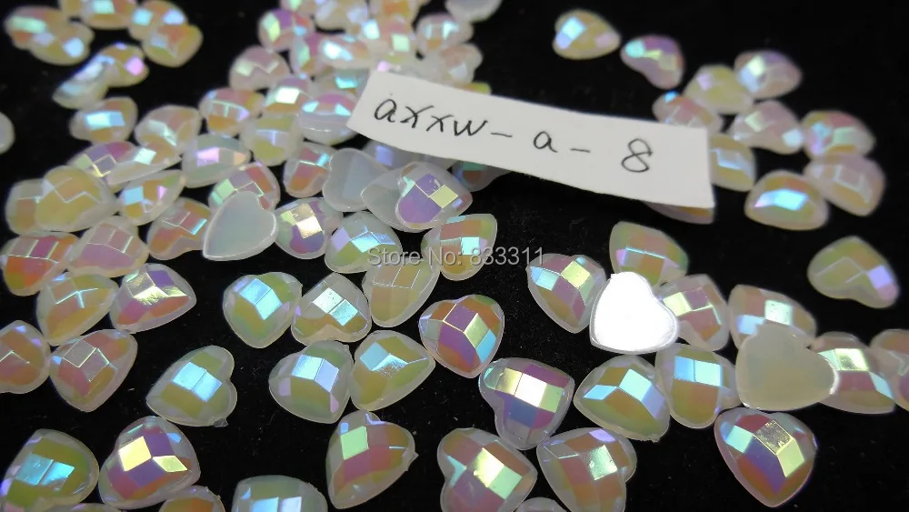 2014 Новый Смолы Abs Очарование Сердце Белый AB цвет стразы свободные Шарики Для