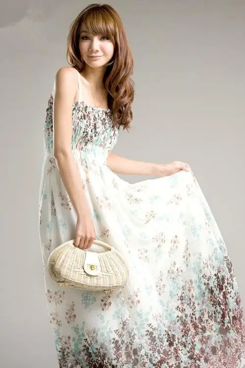 Summer New Bohemian Women Chiffon Floral Dress Off The Shoulder Long Beach AMY | Женская одежда