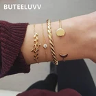 Нестандартные витые браслеты-манжеты BUTEELUVV в виде Луны для женщин Стразы, золотые бриллианты, Шикарные аксессуары