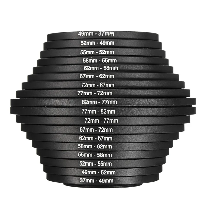 Комплект переходных колец для объектива камеры 18 шт. 37 - 82 мм Canon Nikon DSLR SLR |