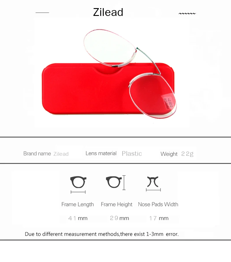 Zilead, портативные очки для чтения с зажимом для носа, ультралегкие, SOS Pince Nez, оптические очки для дальнозоркости для мужчин и женщин+ 1,0+ 1,5+ 2,0+ 2,5+ 3,5