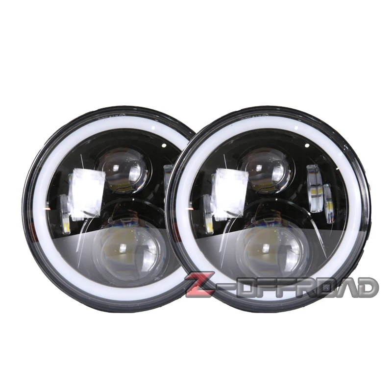 Для Land Rover 90/110 Defender 200 Tdi налобный фонарь 7 &quotLED H4 фара проектор с белым halo Янтарный