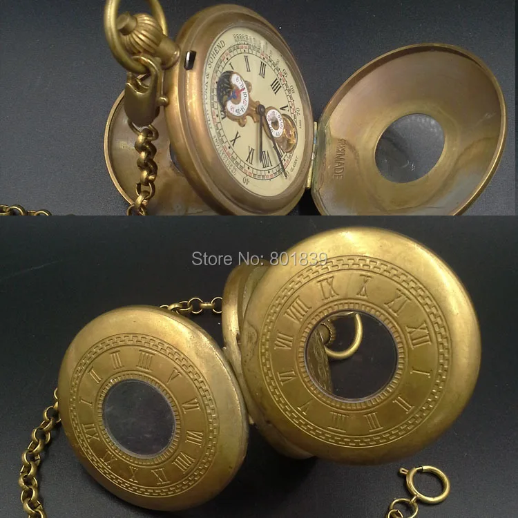 Циферблат с римскими цифрами двойное открытие полый чехол медь заводные