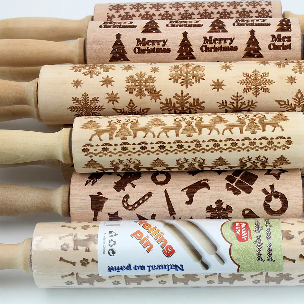 Рождественская скалка для тиснения 35 см яркий подарок печенье печенья фондан