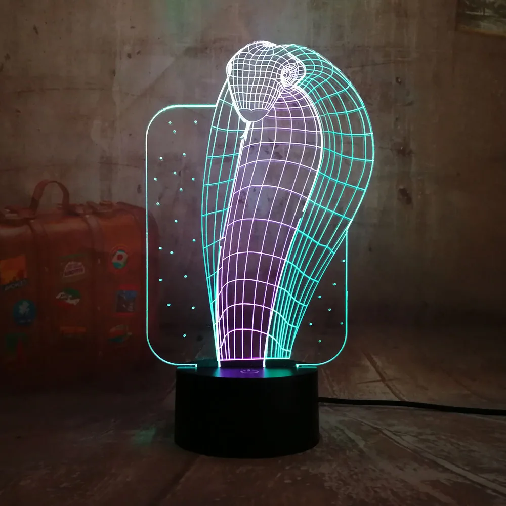 Новый Животный кобра 3D светодиодный RGB ночник Lihgt 7 смешанных двух цветов Новинка