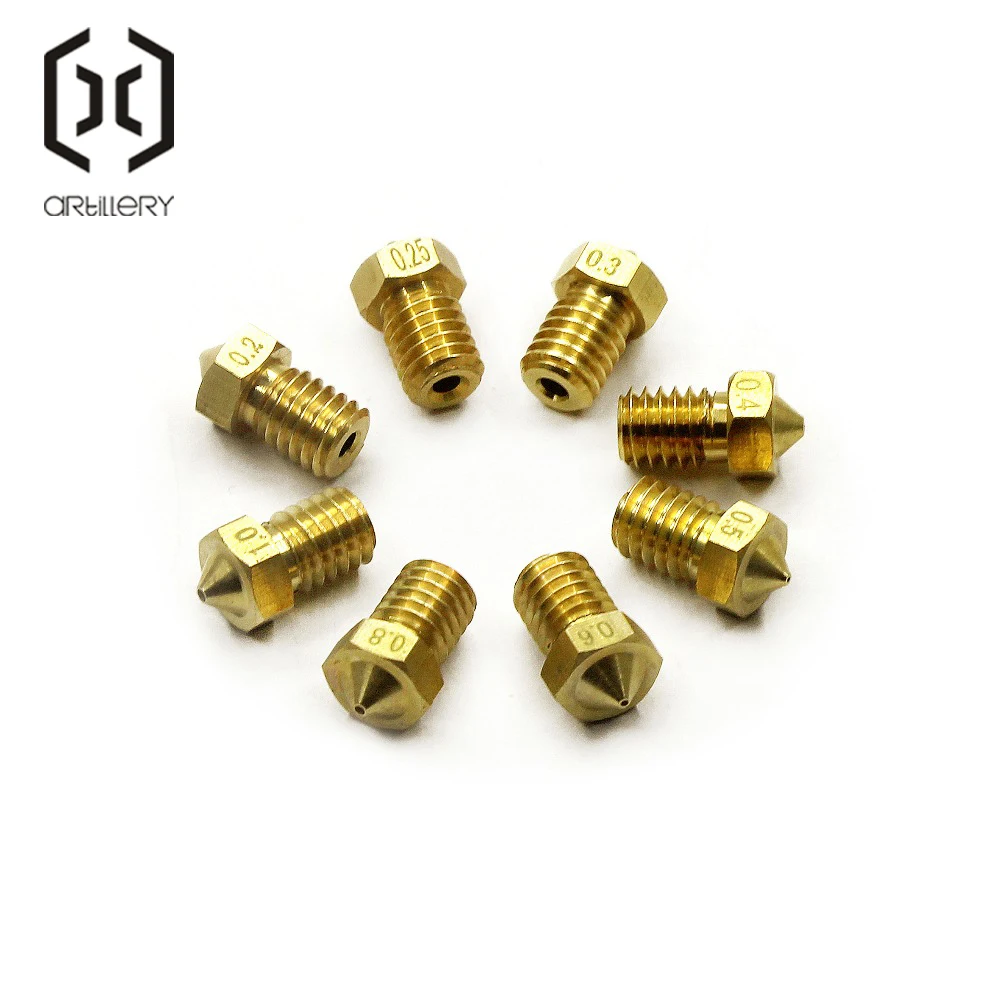 3D V6& V5 J-Head медное сопло экструдера насадки 0,2/0,25/0,3/0,4/0,5/0,6/0,8/1,0 мм для 1,75/3,0 мм поставки