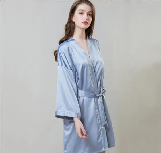 L XL XXL размера плюс дамские халаты Лето 2019 сексуальное ночное белье шелковые для