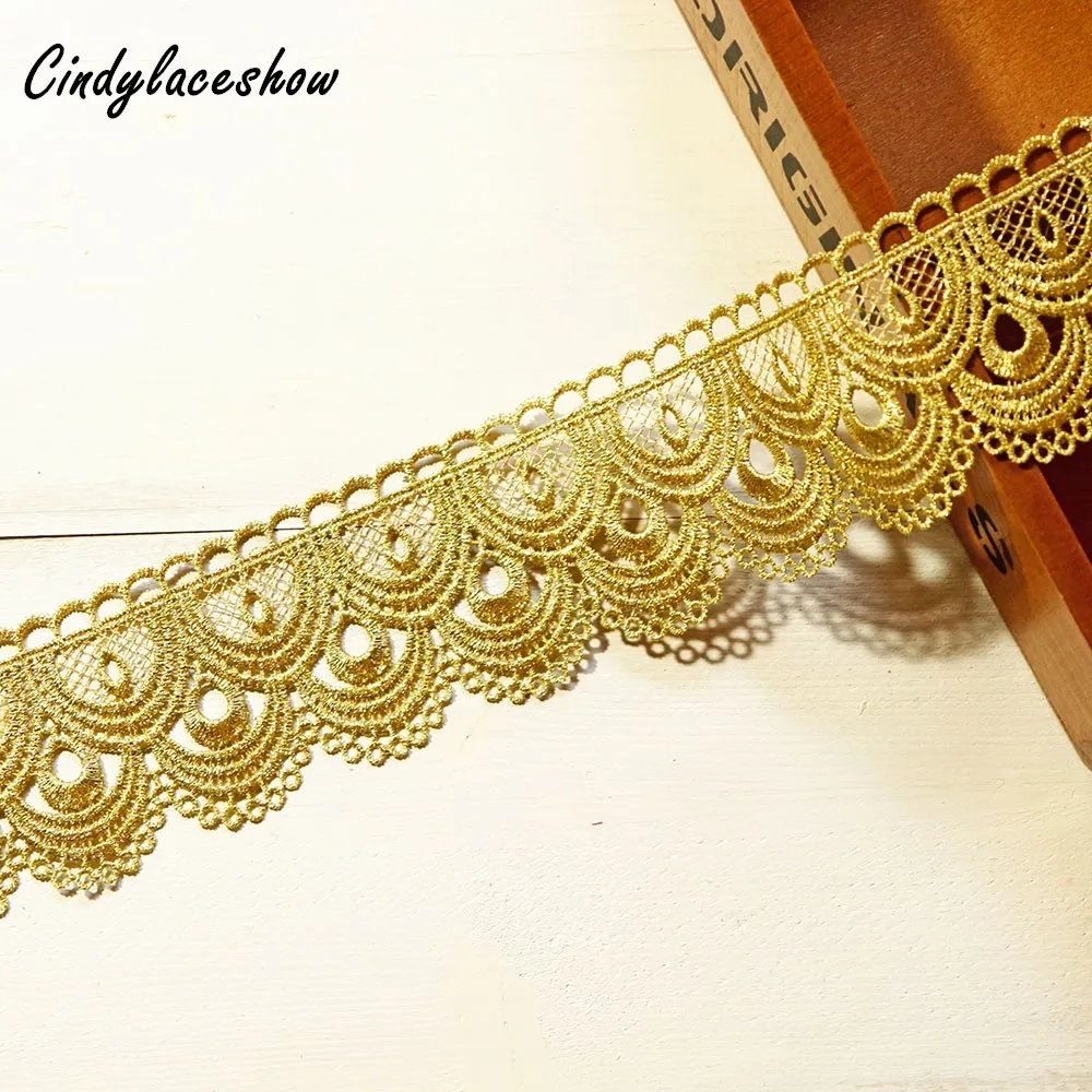 

1Yard 5.5cm Wide Vintage Gold Lace Trimming Ribbon Lace Trims Lace Fabric For Garment Sewing Accessories Applique Wedding Craft