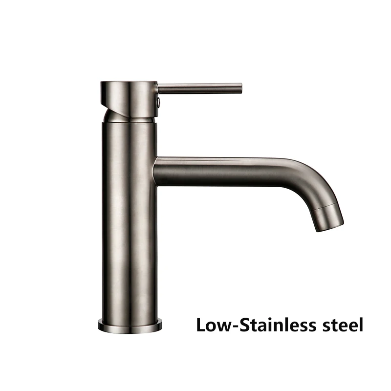 Low-Stainless Steel Smesiteli Смесители для ванной комнаты, акция, кран Круглый матовый черный золотой розовый белый смеситель для ванной комнаты, маленький кран для раковины - Цвет: Low-Stainless Steel