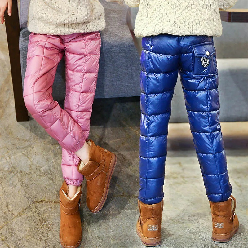 Детские зимние теплые штаны для девочек хлопковые утепленные 6 8 10 12 14 лет пуховые