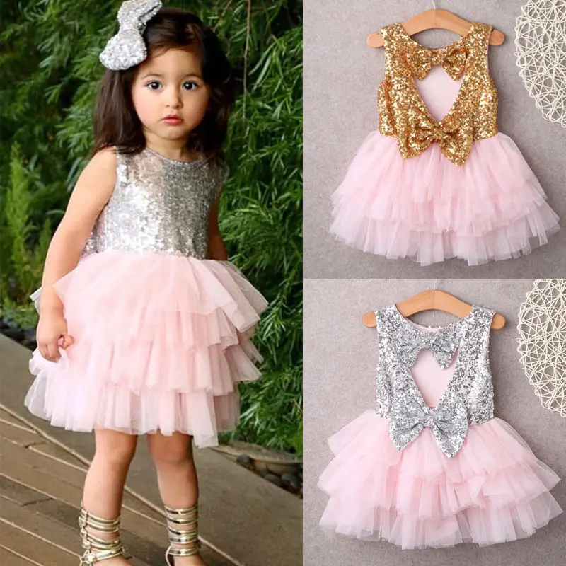 2018 Girls Summer Dress Kids Baby Flower Girl Sequins Party Gown Formal Dresses Costume | Детская одежда и обувь