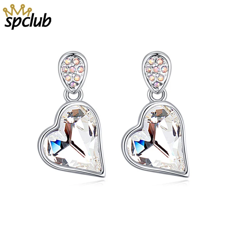 Женские серьги гвоздики в форме сердца из кристаллов Сваровски подарок на