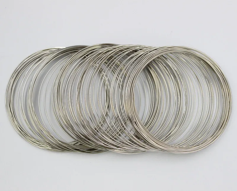 Rhodium 100 петель, 0,6 мм, серебристая, золотая, бронзовая, с памятью, стальная проволока для рукоделия, ювелирных изделий, многослойный браслет для изготовления браслетов - Цвет: Rhodium