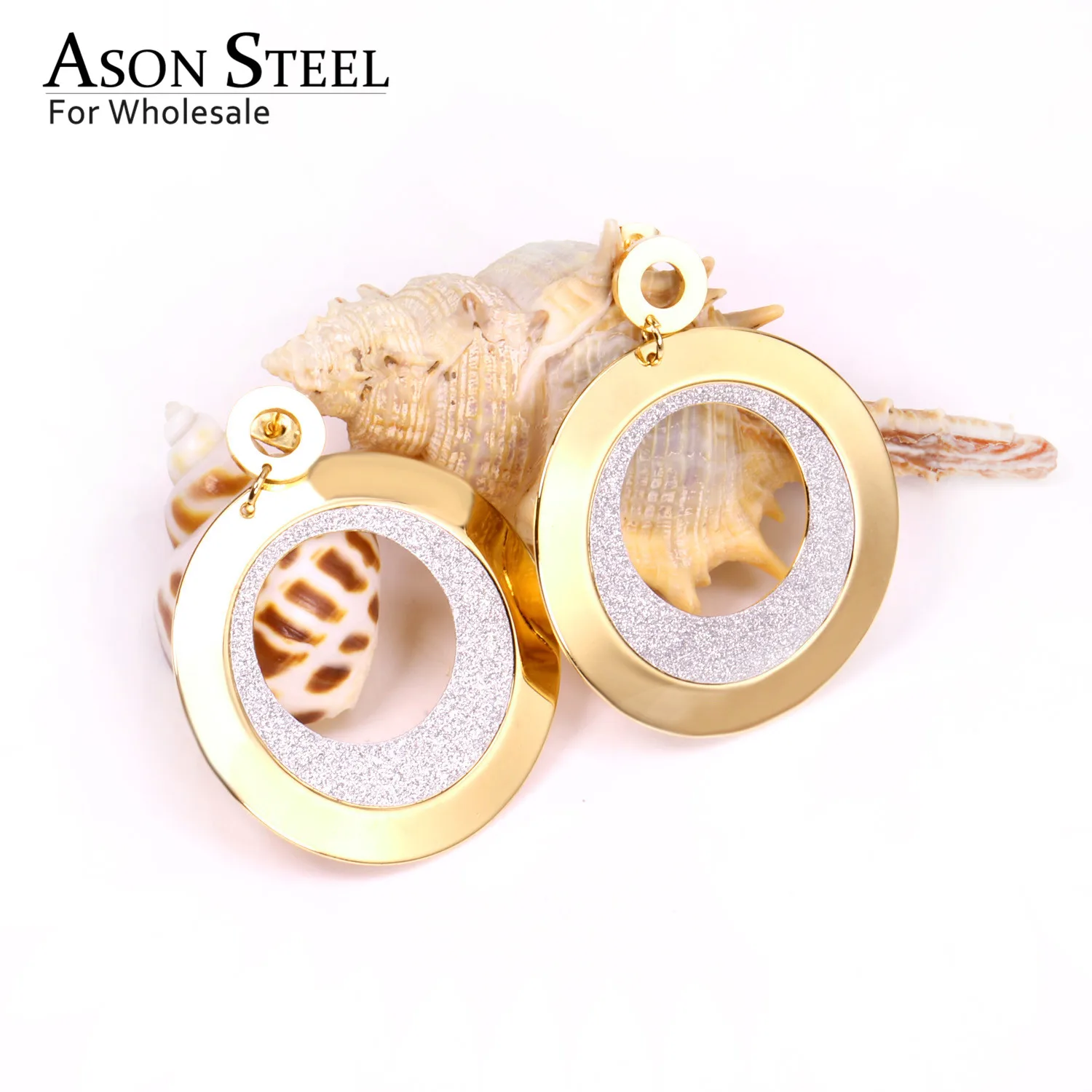 ASONSTEEL Gold Earrings Stainless Steel Hollow Out Round Dangle Collier 2019 New Trendy Accessories Brinco Party | Украшения и