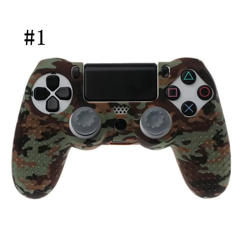 Для sony Dualshock PS4 DS4 тонкий поляризационный фильтр Pro контроллер силикона камуфляжной расцветки, защитный чехол для кожи+ накладка на Стик для джойстика для Play station 4