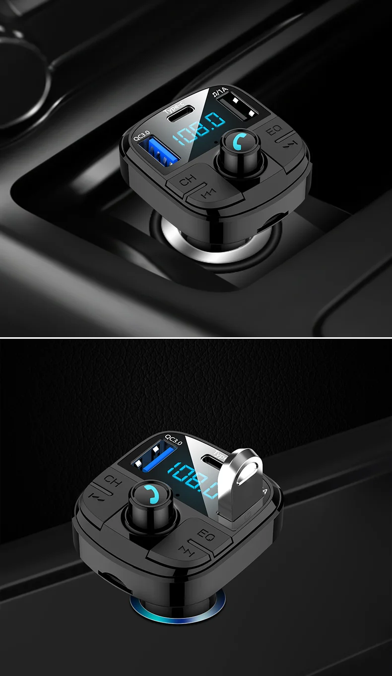 Автомобильный MP3 Bluetooth плеер, беспроводной Bluetooth fm-передатчик, USB интерфейс, быстрая зарядка 3,0, автомобильное зарядное устройство