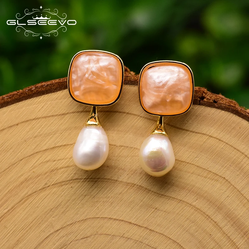 GLSEEVO натуральный пресноводный барочный жемчуг серьги со шпилькой для женщин на