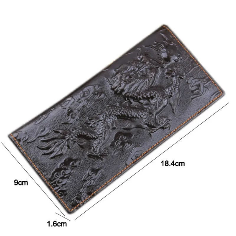 Китайский дракон новинка 2018 мужские длинные кошельки 3D из натуральной кожи с