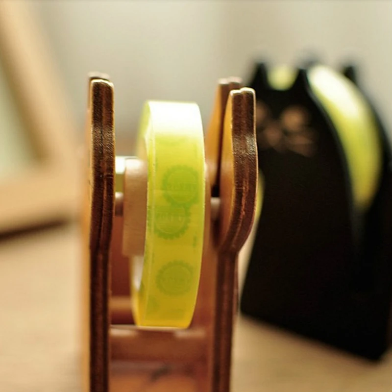 Держатель клейкой ленты в винтажном стиле милый кот деревянный диспенсер для